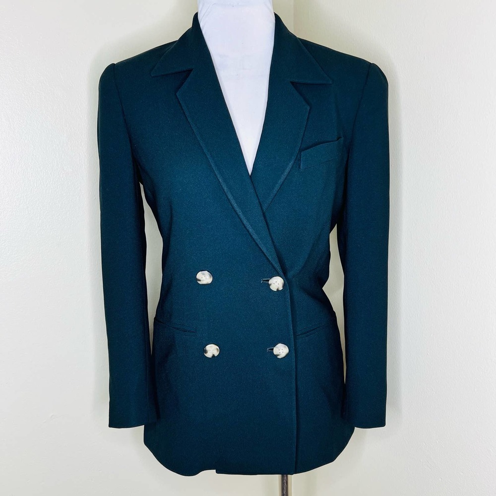 Ann Tjian for Kenar Blazer 2 Black Double Breasted Business Office 2 Button Chic